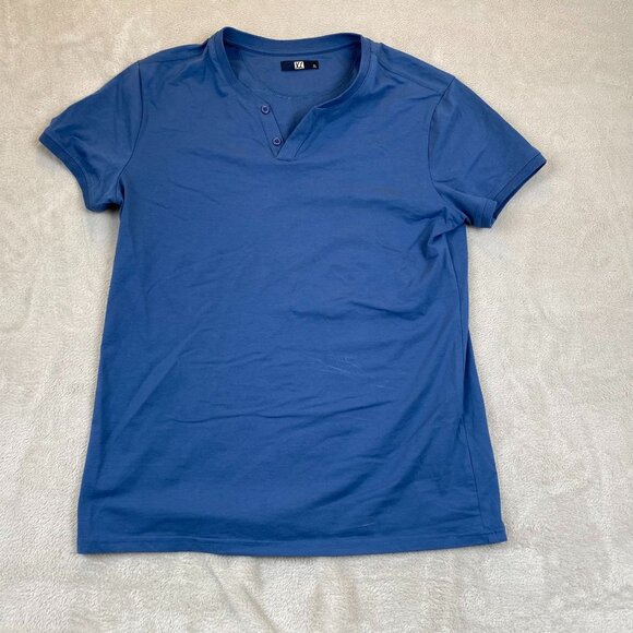 XL. Woman's T-Shirt Size XL V-Neck Short Sleeve Pullover Casual Henley Blue - Picture 8 of 9
